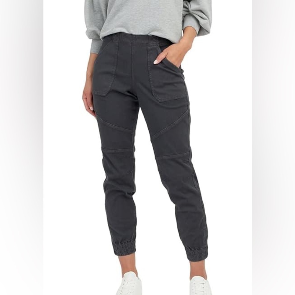 Spanx Stretch Twill Cargo Jogger Pants Womens Size XL Washed Black/Grey